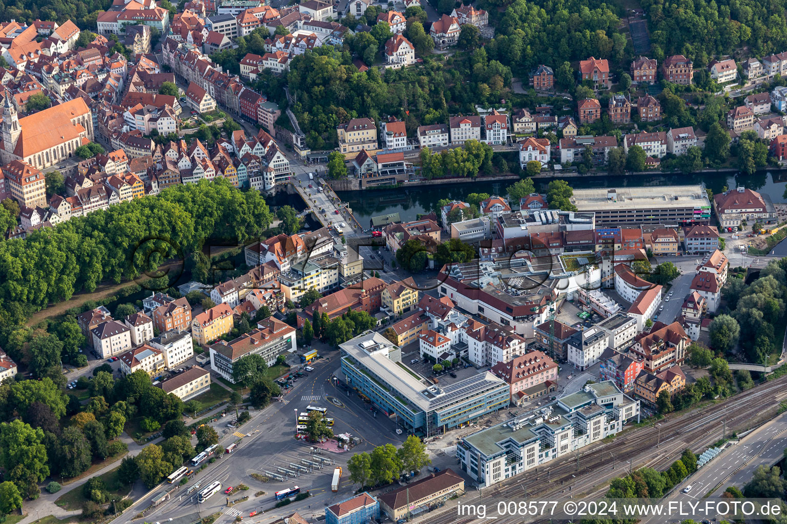 Neckarfront, Eberhardsbrücke in the district Zentrum in Tübingen in the state Baden-Wuerttemberg, Germany