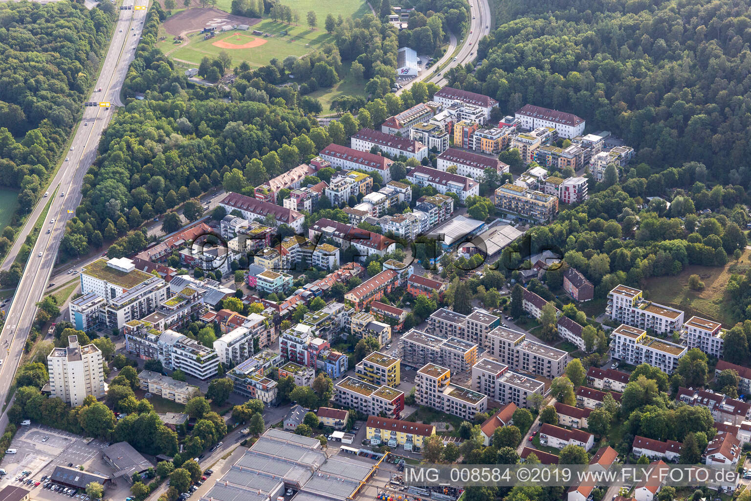 Franz. Allee in the district Französisches Viertel in Tübingen in the state Baden-Wuerttemberg, Germany