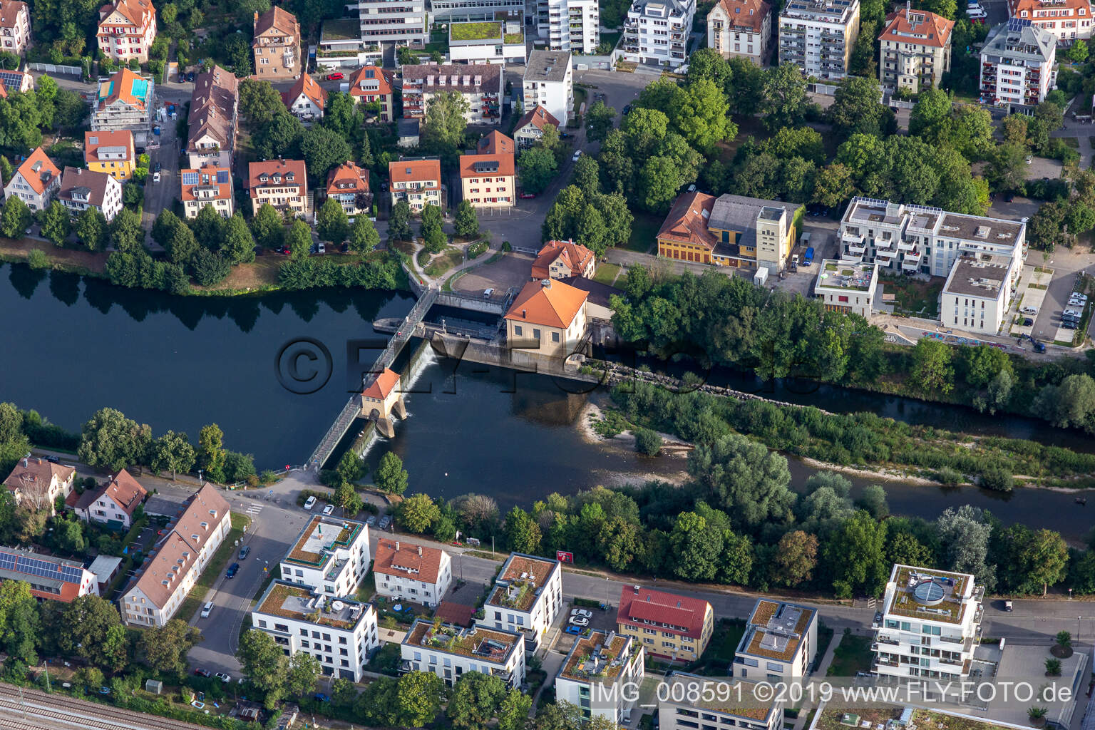 Brückenstraße at the Neckar lock in Tübingen in the state Baden-Wuerttemberg, Germany