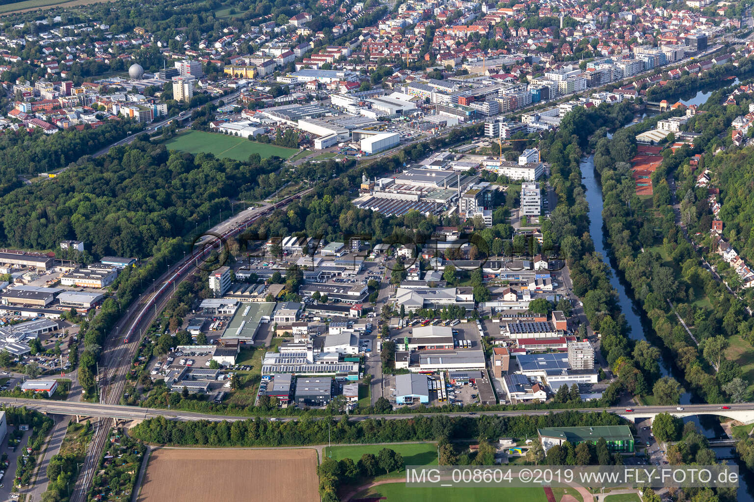 Industrial area August Bebel Street in Tübingen in the state Baden-Wuerttemberg, Germany