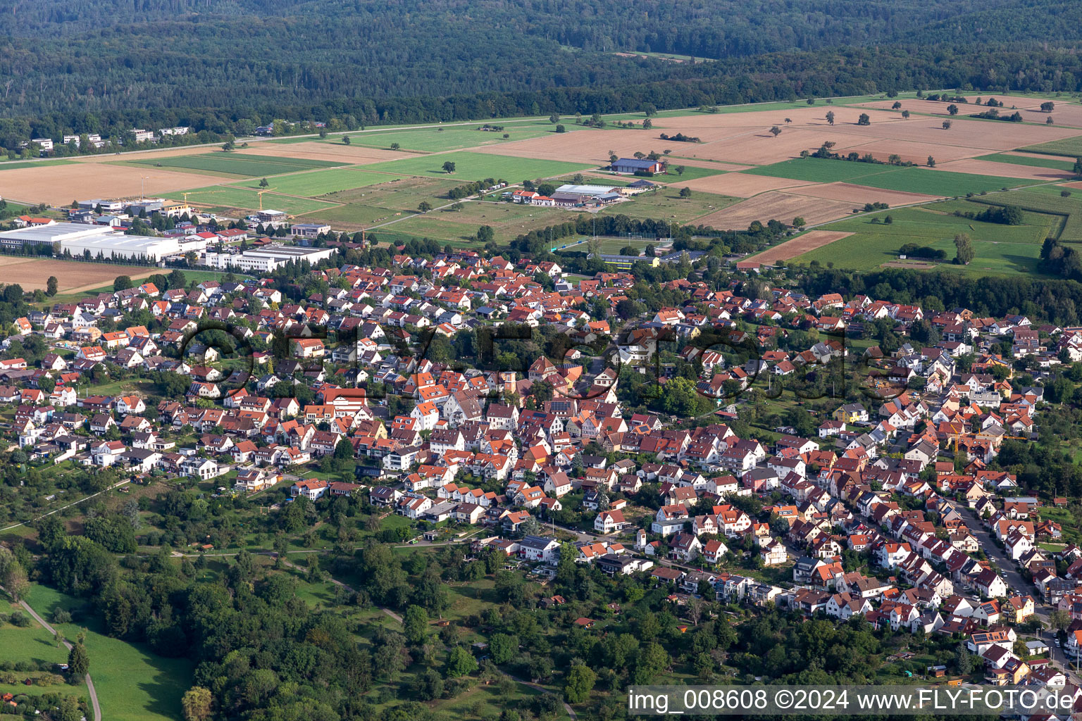 Aerial view of Pfrondorf in the state Baden-Wuerttemberg, Germany