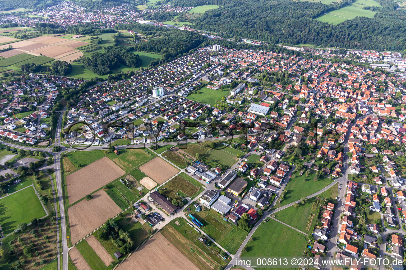 Aerial photograpy of Kirchentellinsfurt in the state Baden-Wuerttemberg, Germany