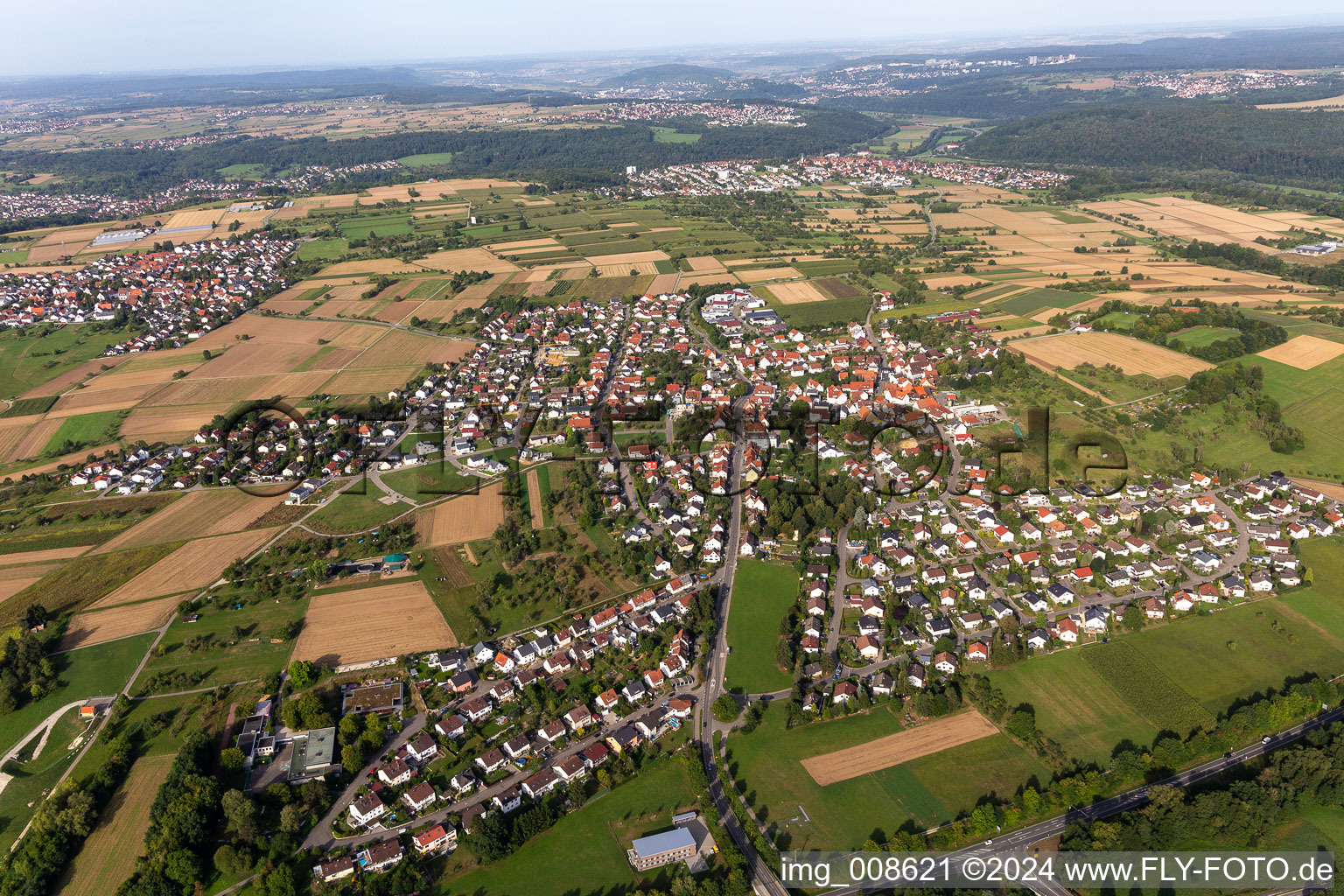 Aerial view of District Sickenhausen in Reutlingen in the state Baden-Wuerttemberg, Germany