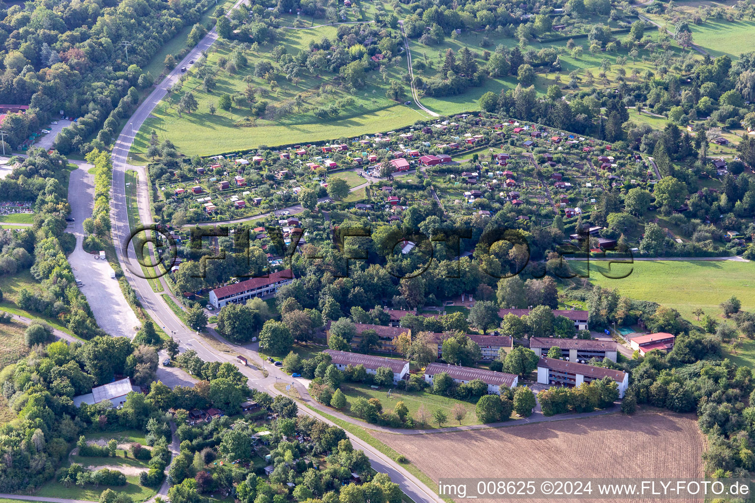 Allotment gardens Wackersbronn in Reutlingen in the state Baden-Wuerttemberg, Germany