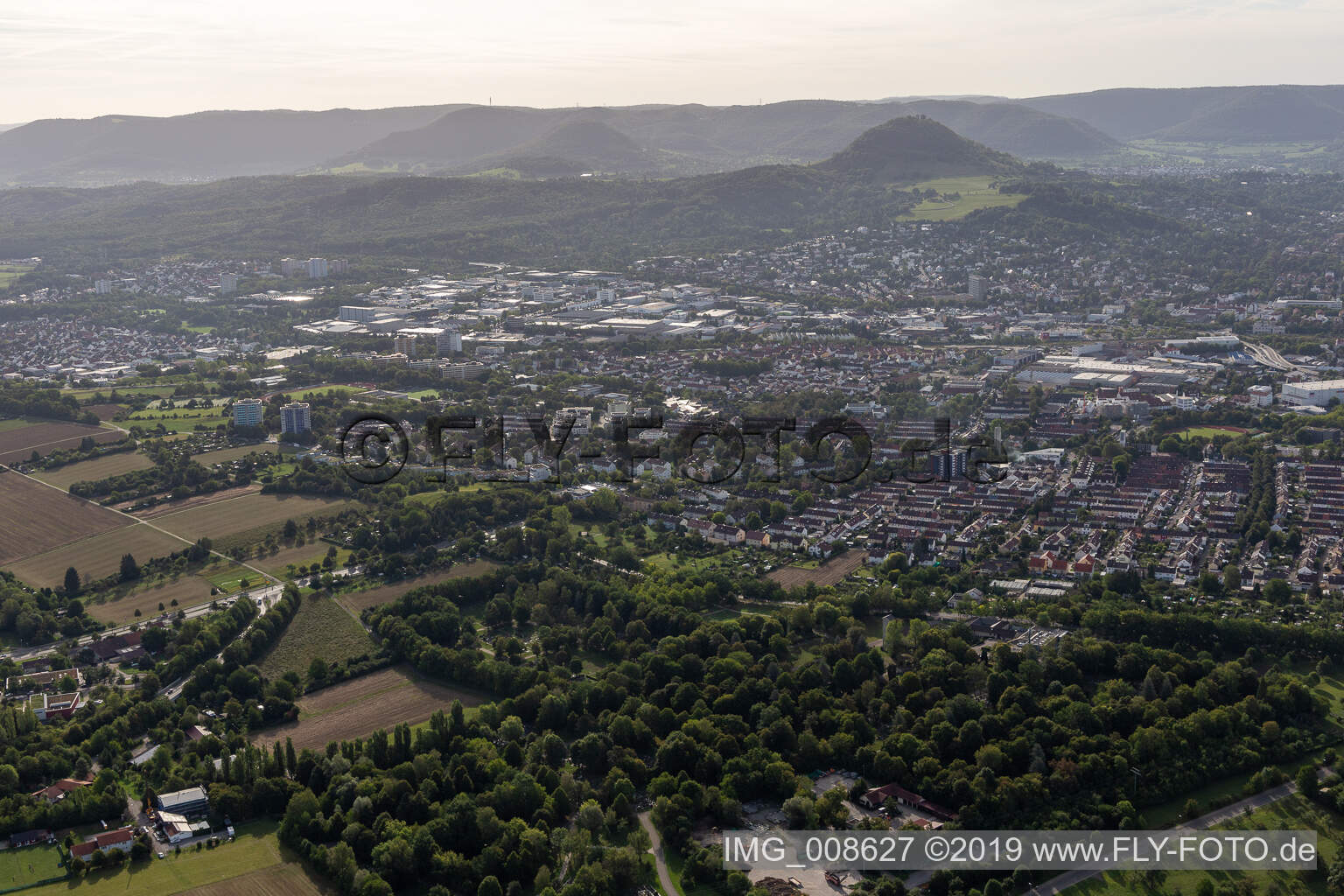 Aerial view of Reutlingen in the state Baden-Wuerttemberg, Germany