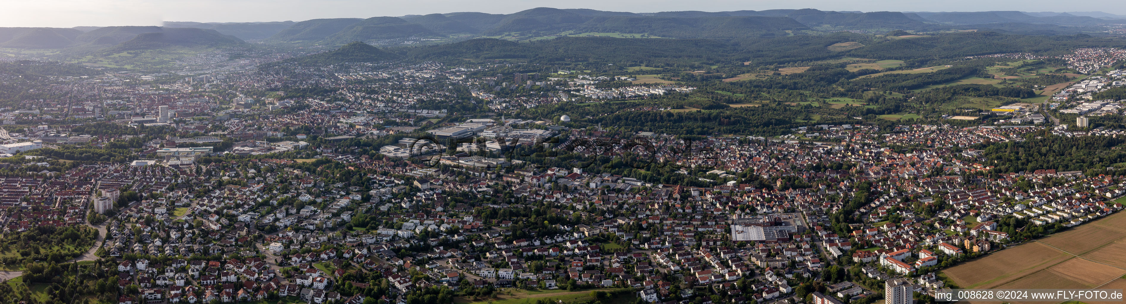 City area with outside districts and inner city area in Reutlingen in the state Baden-Wuerttemberg, Germany