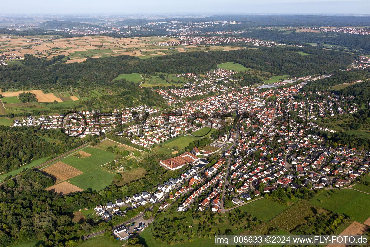 Aerial photograpy of District Betzingen in Reutlingen in the state Baden-Wuerttemberg, Germany