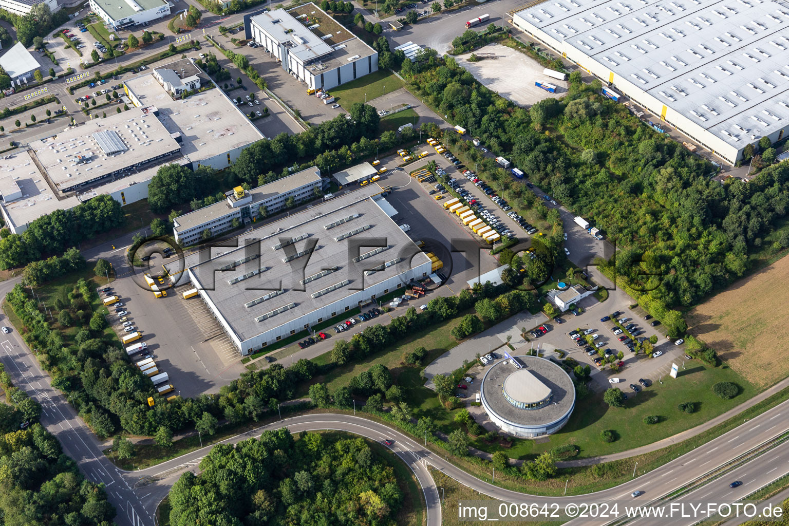 Deutsche Post letter center building complex in the district Jettenburg in Kusterdingen in the state Baden-Wuerttemberg, Germany