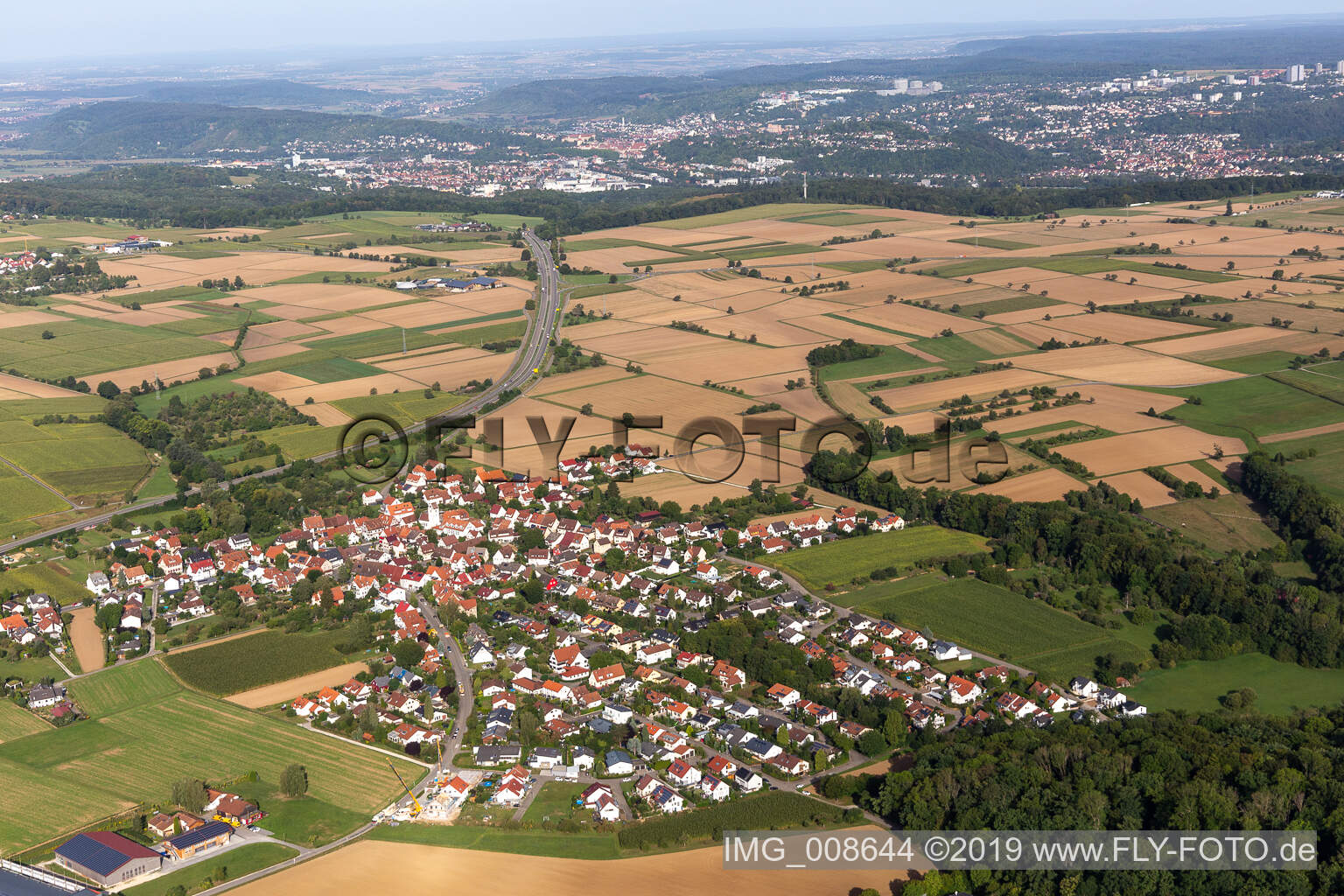 Aerial view of Jettenburg in the state Baden-Wuerttemberg, Germany