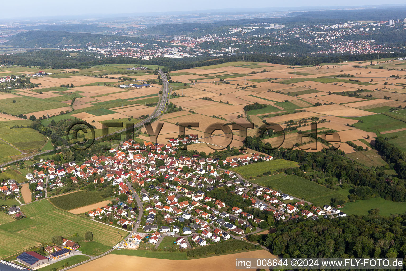 Aerial view of District Jettenburg in Kusterdingen in the state Baden-Wuerttemberg, Germany