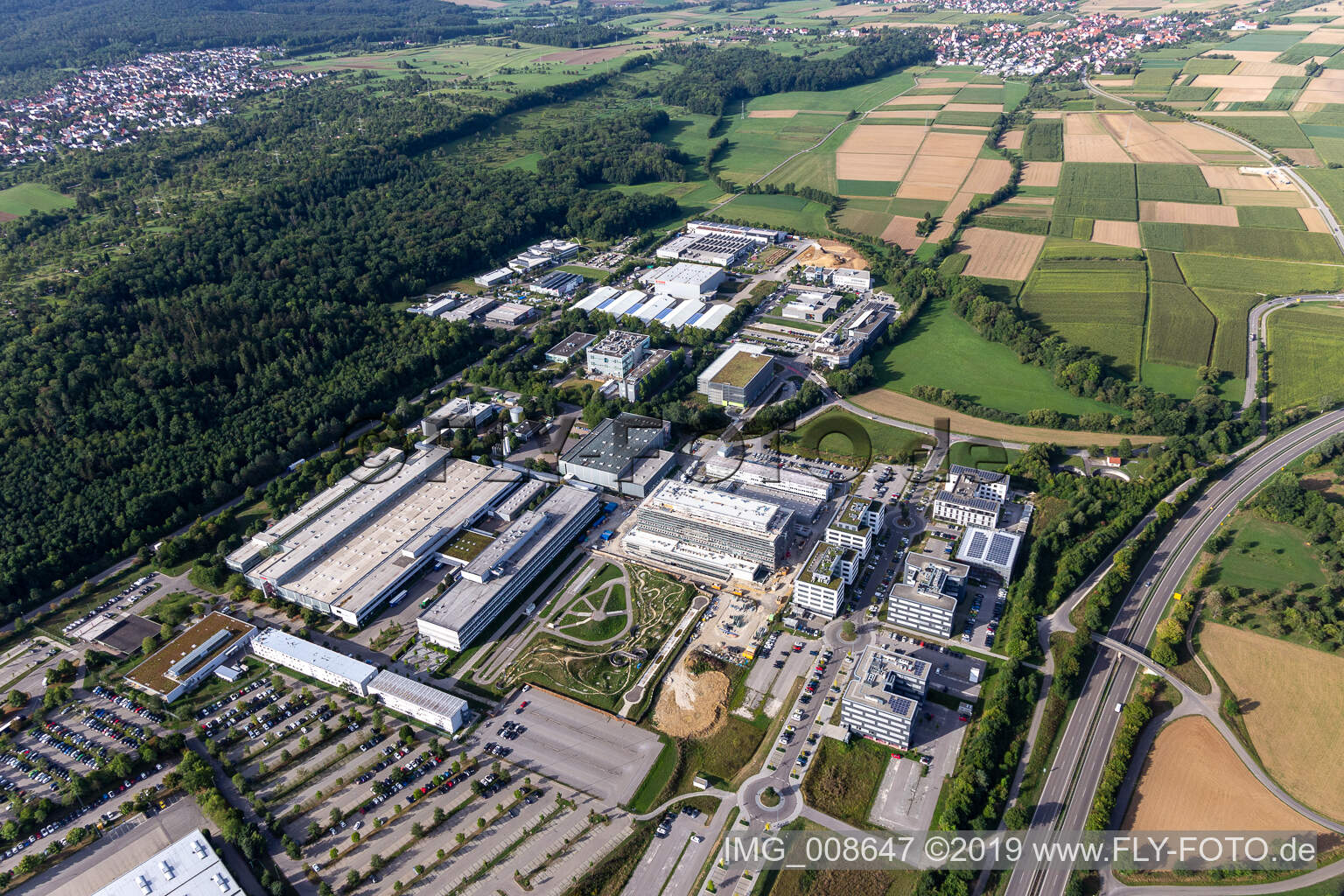 Aerial photograpy of Bosch AG in Kusterdingen in the state Baden-Wuerttemberg, Germany