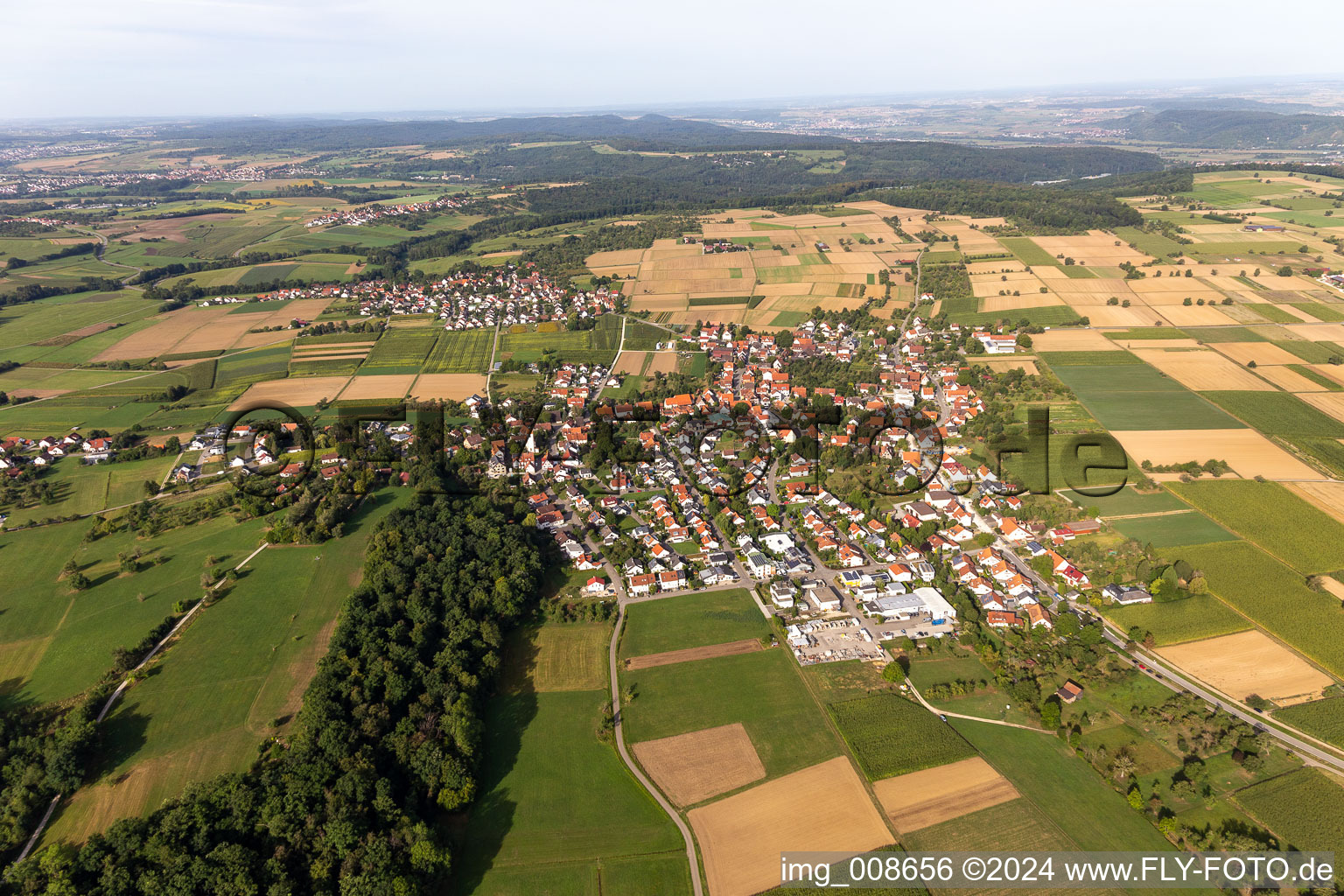 Aerial view of District Mähringen in Kusterdingen in the state Baden-Wuerttemberg, Germany