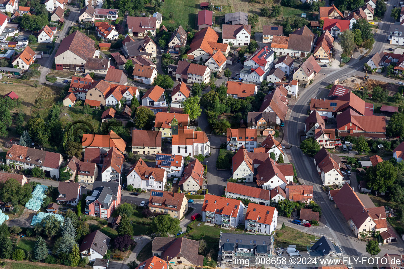 Town View of the streets and houses of the residential areas in Wankheim in the state Baden-Wuerttemberg, Germany