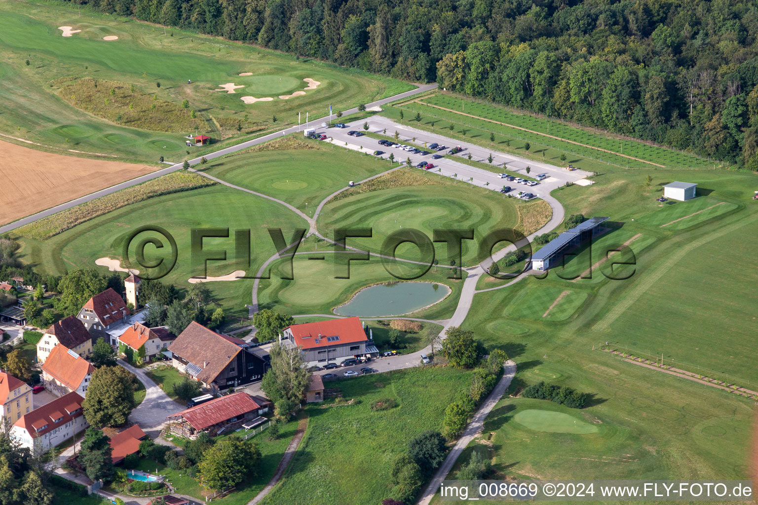 Aerial view of Golf Club Schloss Kressbach in the district Derendingen-Zentrum in Tübingen in the state Baden-Wuerttemberg, Germany