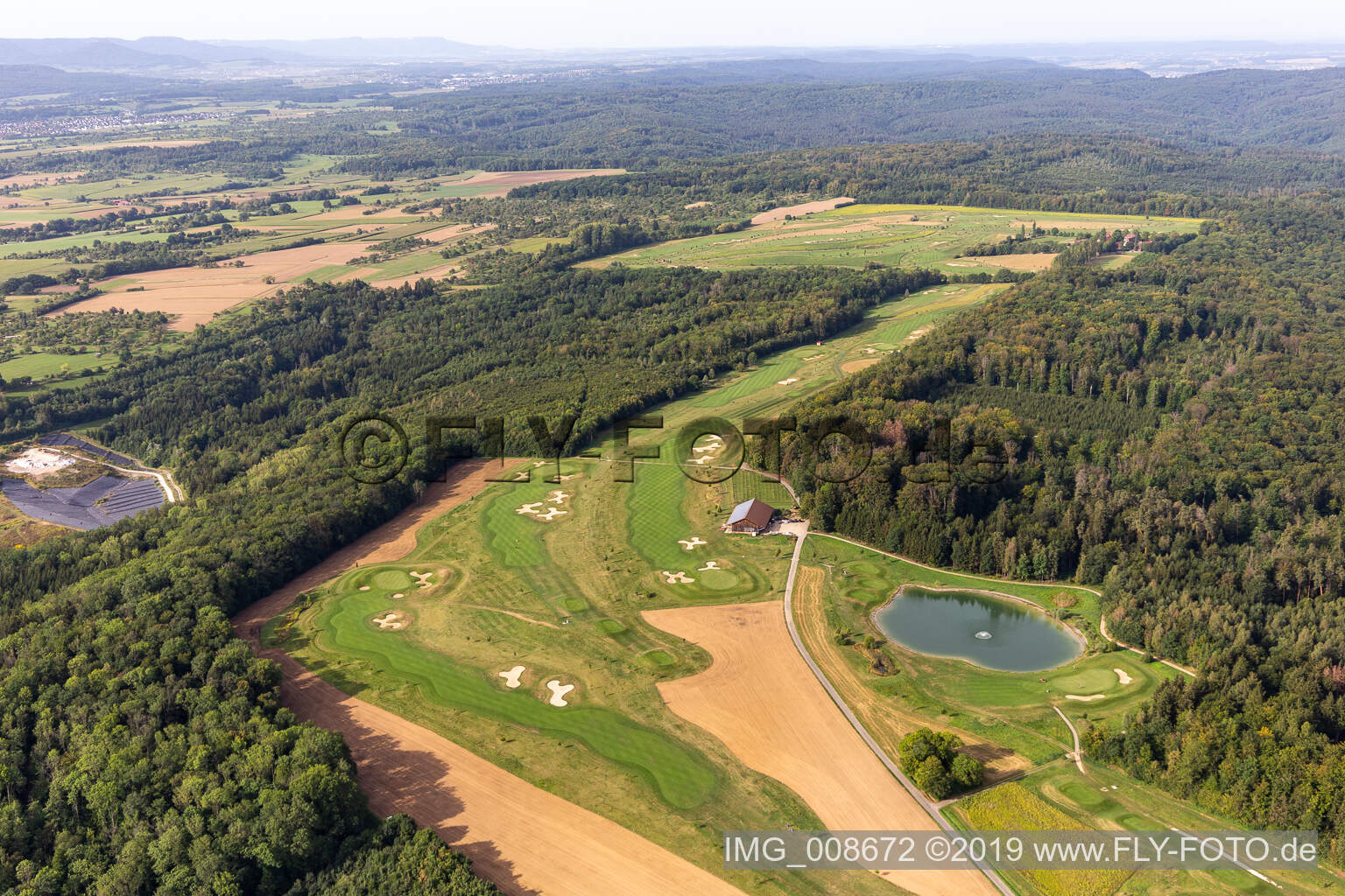 Oblique view of Kressbach Castle Golf Club in Tübingen in the state Baden-Wuerttemberg, Germany