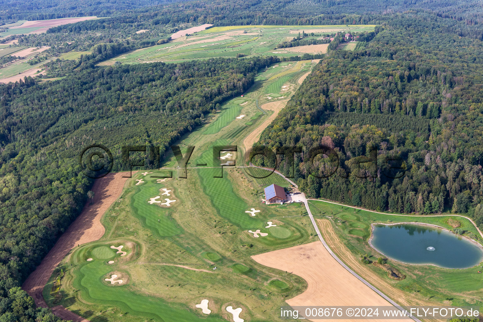 Oblique view of Grounds of the Golf course at Golfclub Schloss Kressbach in Kressbach in the state Baden-Wuerttemberg, Germany