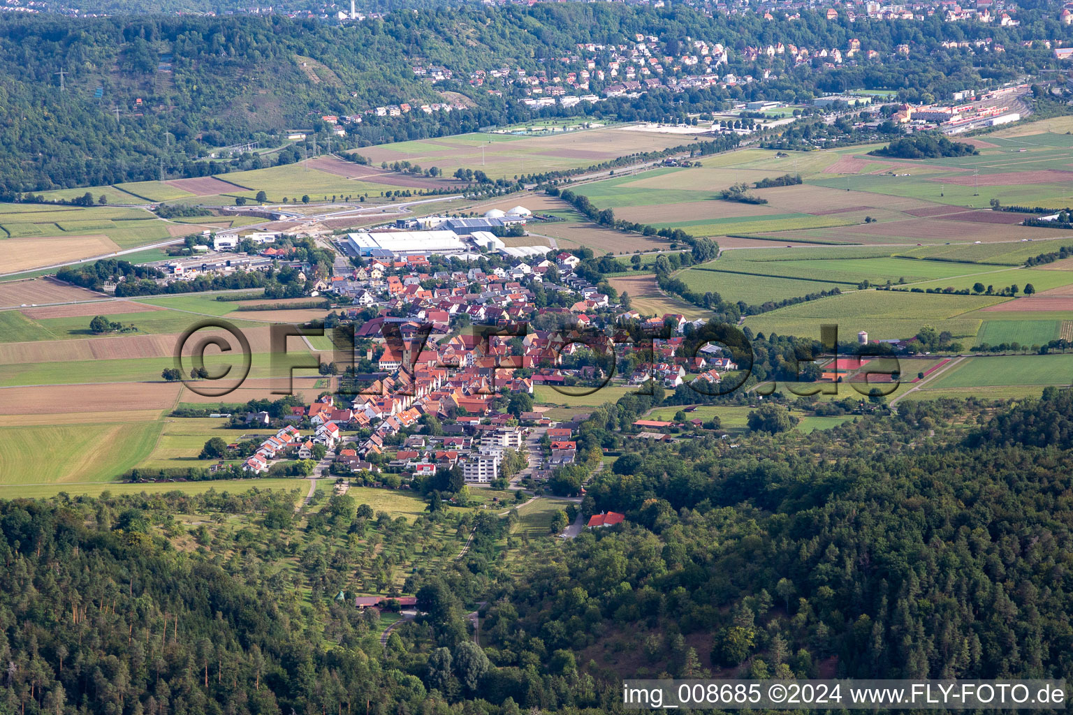 From the south in the district Weilheim in Tübingen in the state Baden-Wuerttemberg, Germany