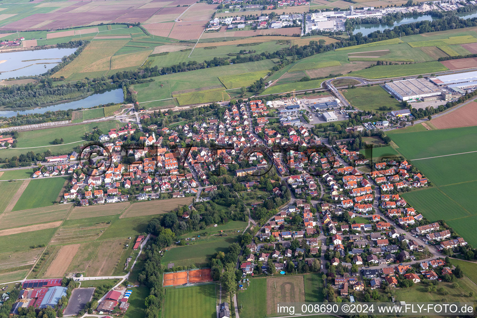 Village view on the edge of agricultural fields and land in Buehl in the state Baden-Wuerttemberg, Germany