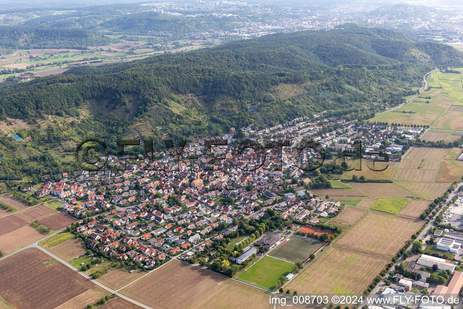 Town View of the streets and houses of the residential areas in Hirschau in the state Baden-Wuerttemberg, Germany