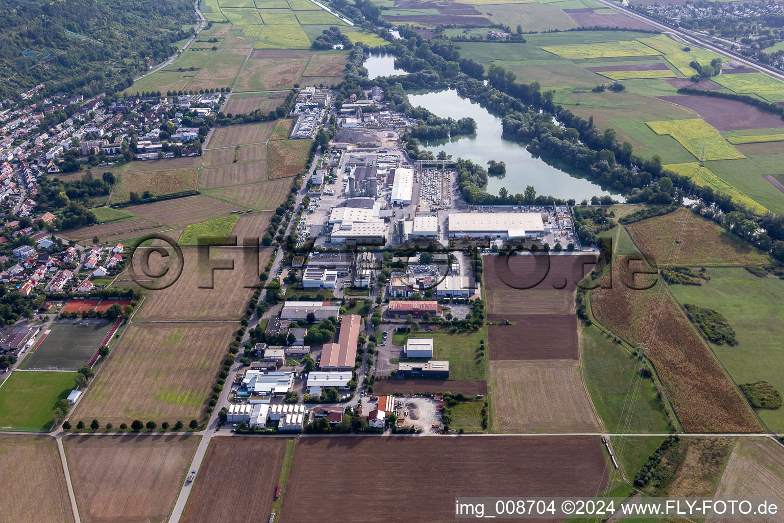 Industrial area Rittweg with Beton Kemmler in the district Hirschau in Tübingen in the state Baden-Wuerttemberg, Germany