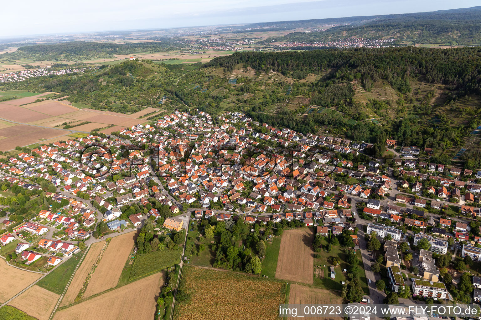 From the southeast in the district Hirschau in Tübingen in the state Baden-Wuerttemberg, Germany