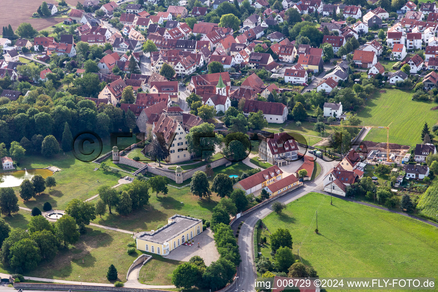 Town View of the streets and houses of the residential areas in Kilchberg in the state Baden-Wuerttemberg, Germany