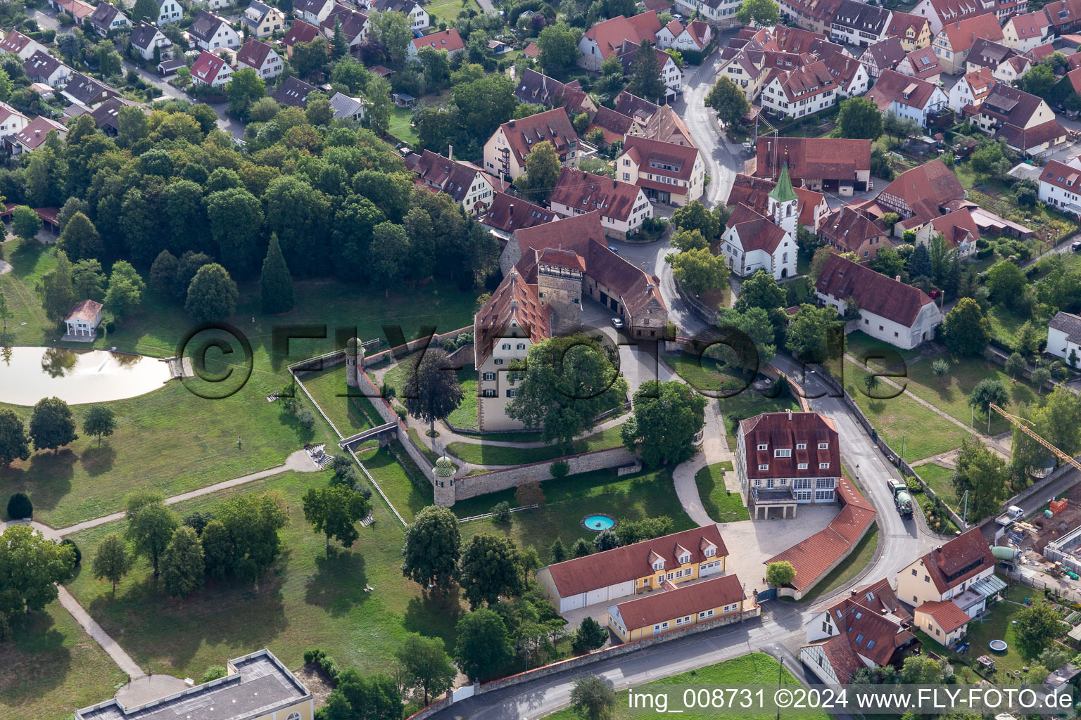 Aerial photograpy of Town View of the streets and houses of the residential areas in Kilchberg in the state Baden-Wuerttemberg, Germany