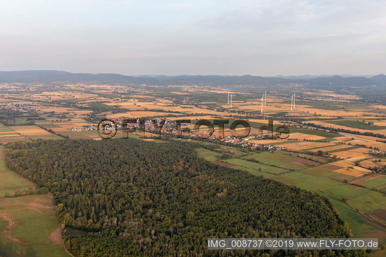 Aerial photograpy of Freckenfeld in the state Rhineland-Palatinate, Germany