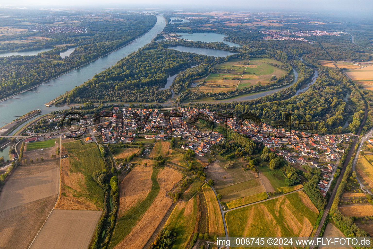 River Delta and estuary of Lauter in den Rhein in Munchhausen in Grand Est, France