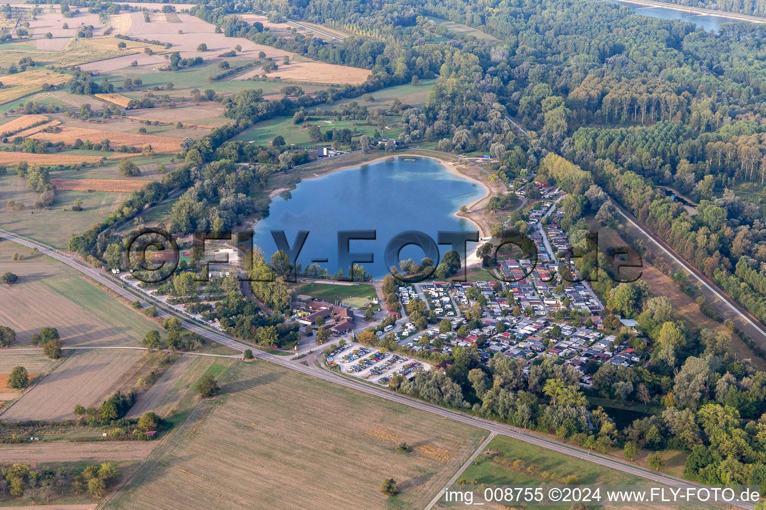 Camping with caravans and tents in Plittersdorf in the state Baden-Wuerttemberg, Germany