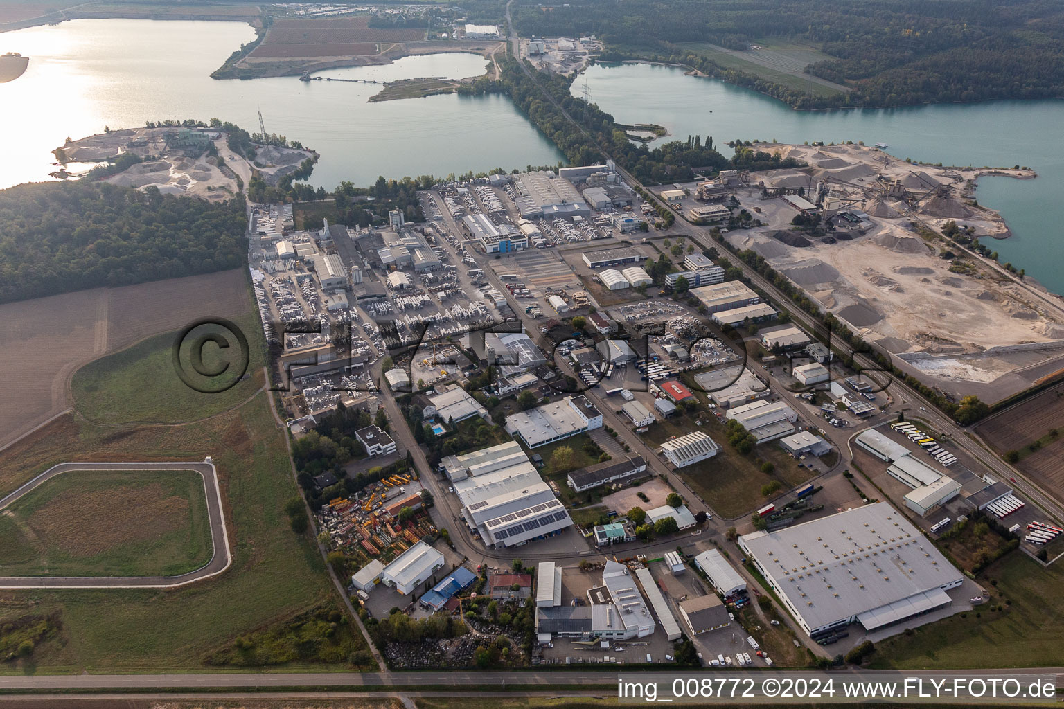 Industrial area east at Kühlsee in Iffezheim in the state Baden-Wuerttemberg, Germany