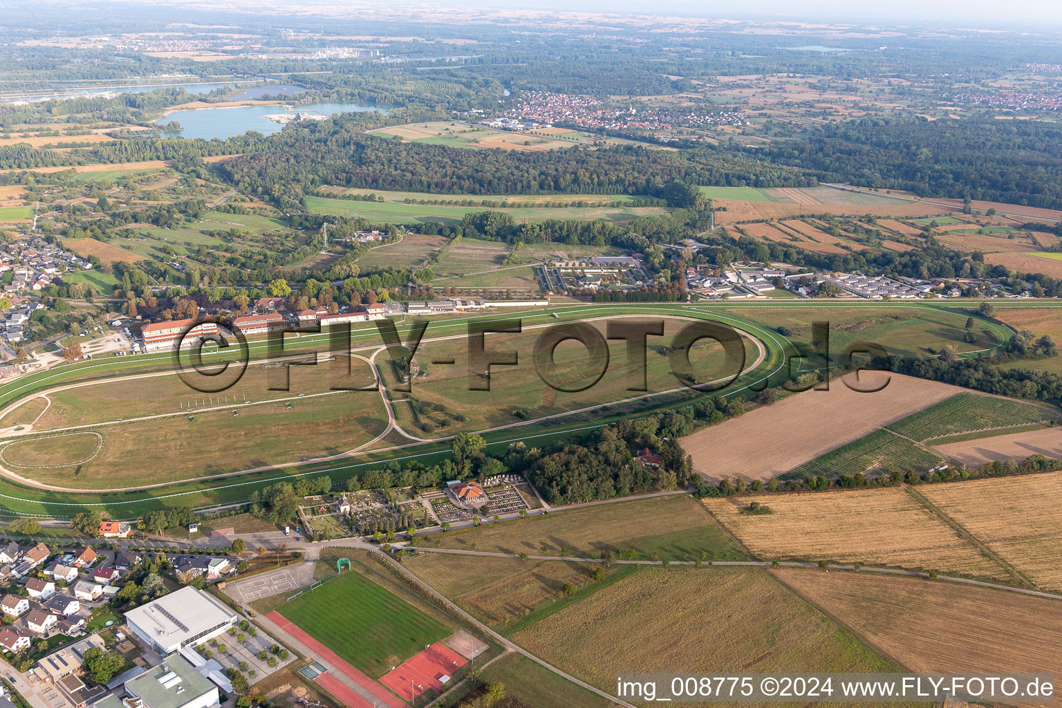 Aerial view of Racetrack in Iffezheim in the state Baden-Wuerttemberg, Germany