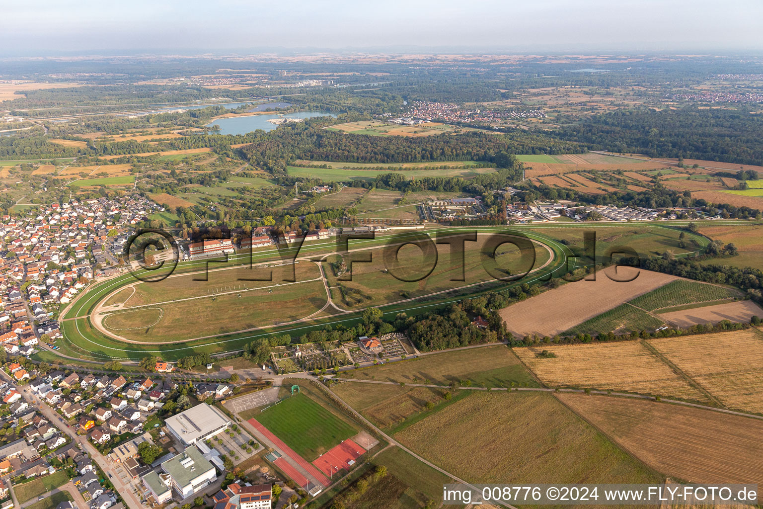 Aerial photograpy of Racetrack in Iffezheim in the state Baden-Wuerttemberg, Germany