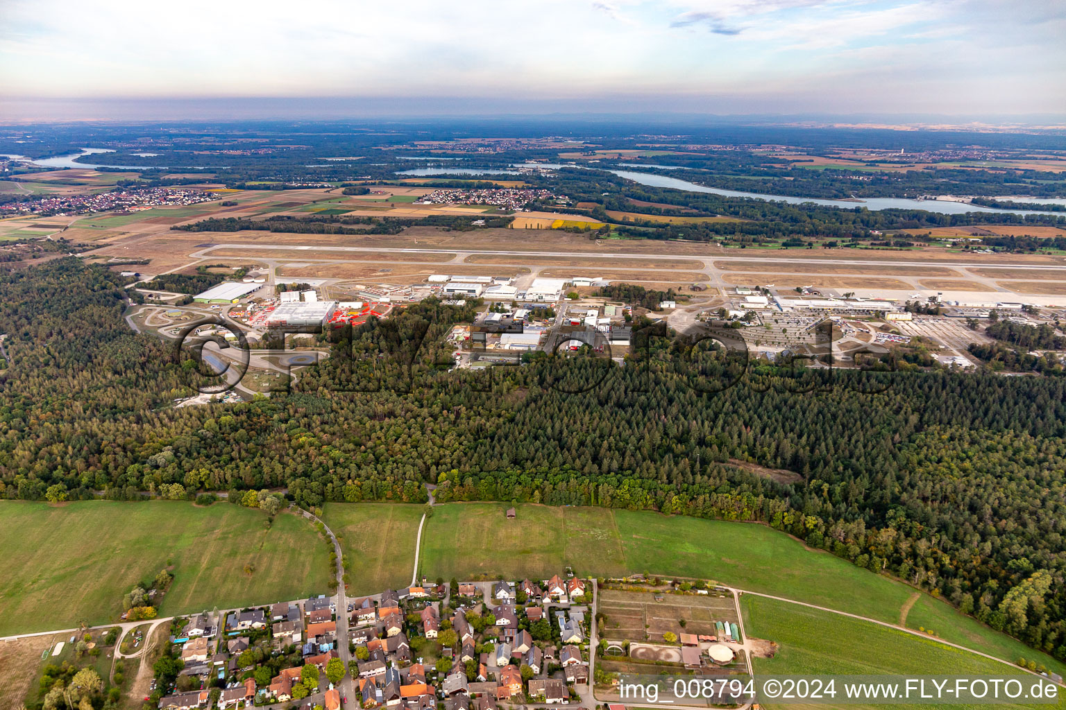 Aerial photograpy of Baden Airpark in the district Söllingen in Rheinmünster in the state Baden-Wuerttemberg, Germany