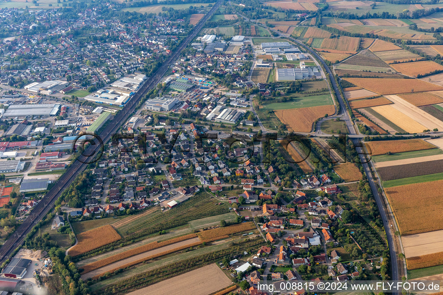 Industrial area southwest in the district Hatzenweier in Ottersweier in the state Baden-Wuerttemberg, Germany