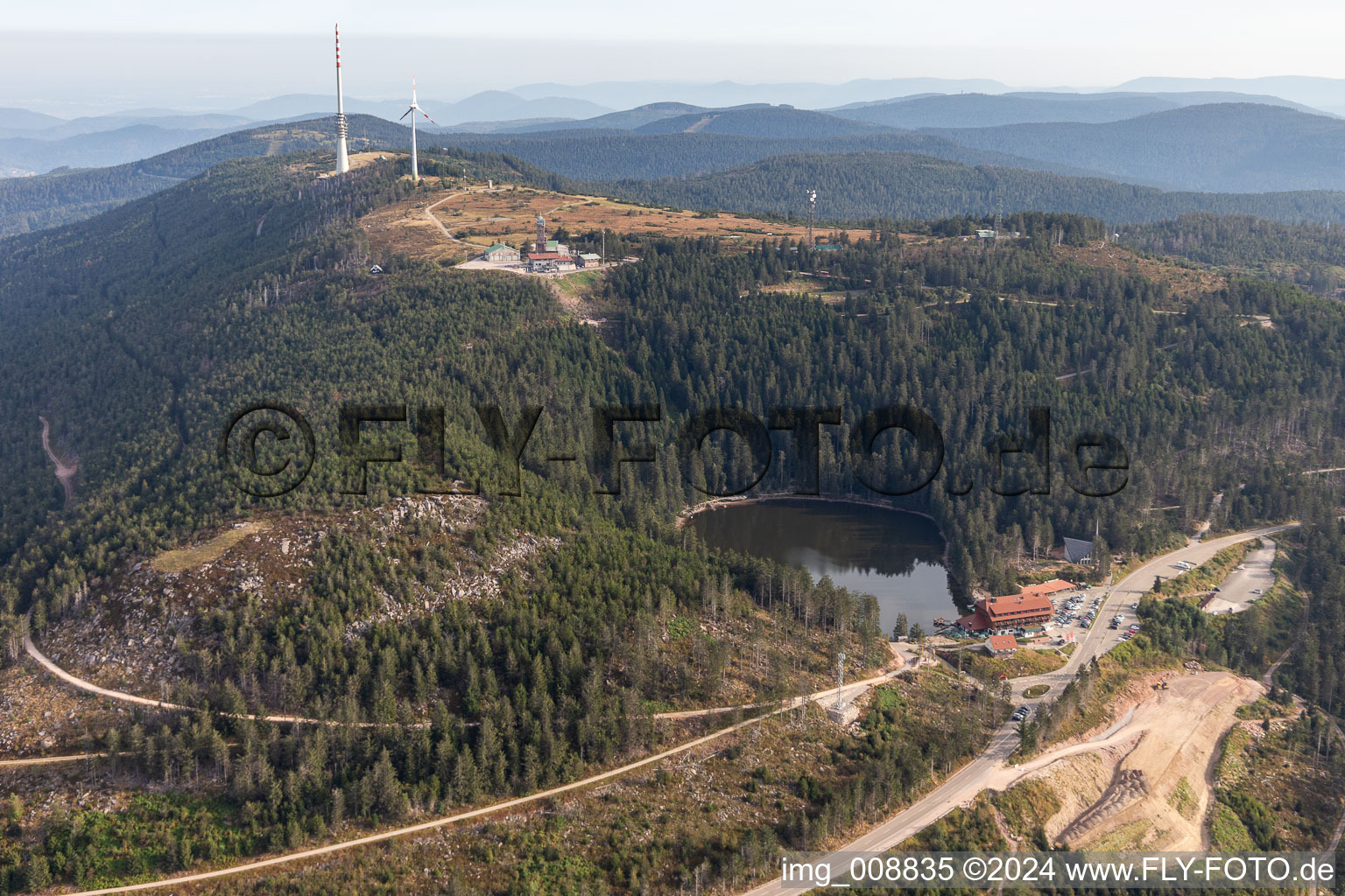 Hornisgrinde above the Mummelsee on the Black Forest High Road B500 in Seebach in the state Baden-Wuerttemberg, Germany