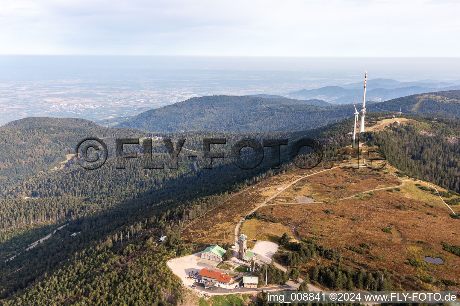 Rocky and mountainous landscape Hornisgrinde over Mummelsee in Seebach in the state Baden-Wurttemberg, Germany