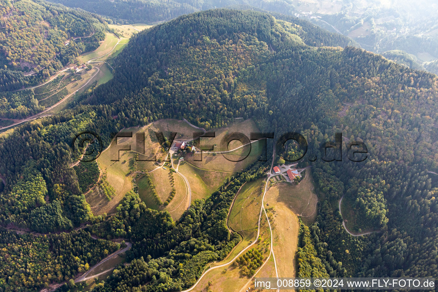 Aerial view of Suschethof, Bernhard Huber in Oppenau in the state Baden-Wuerttemberg, Germany