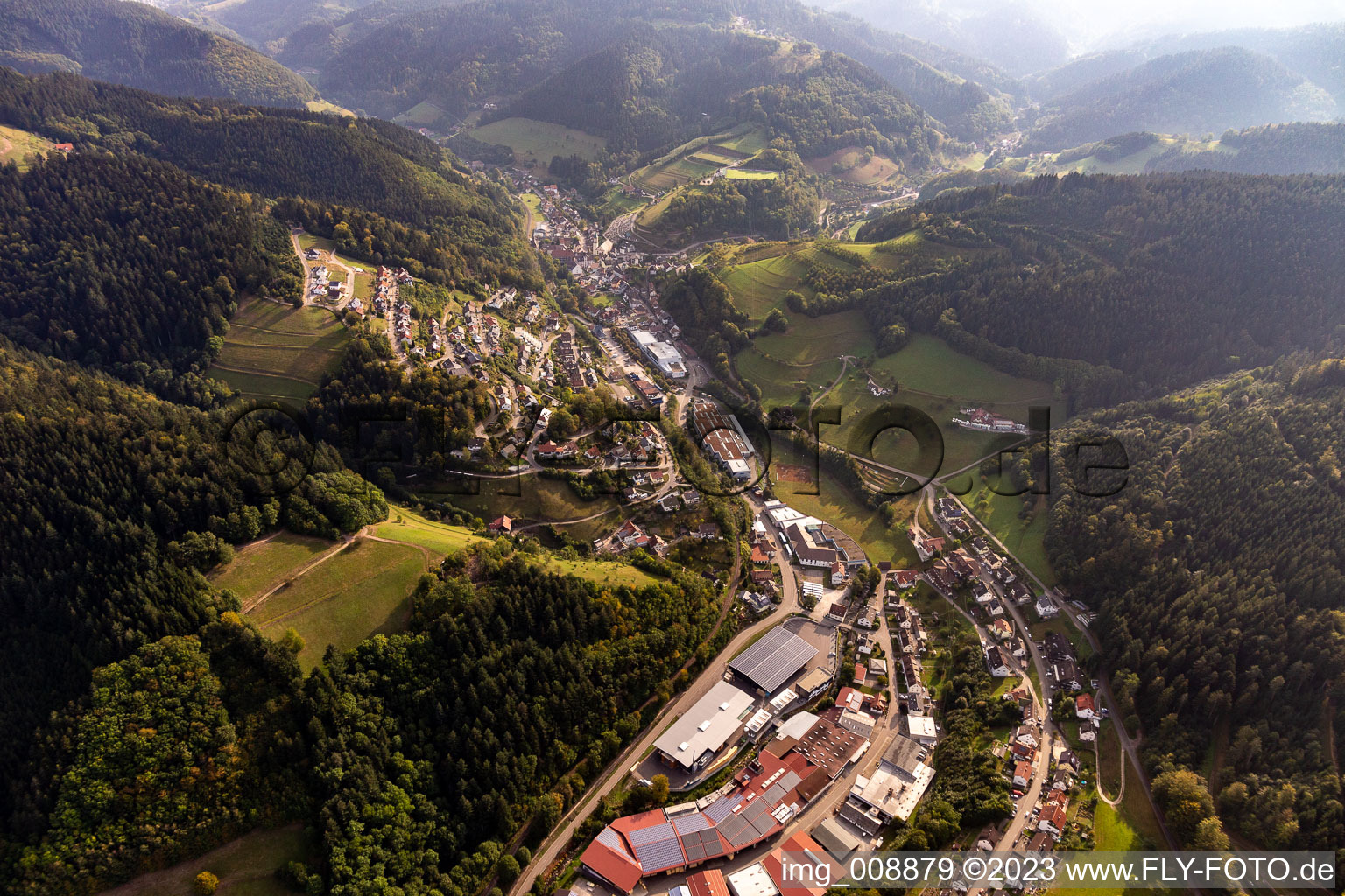 Aerial view of Treyer pallets in the district Bad Peterstal in Bad Peterstal-Griesbach in the state Baden-Wuerttemberg, Germany