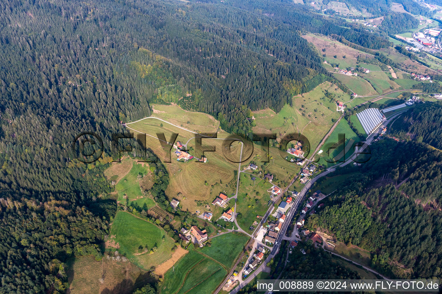 Aerial view of Ibach in Oppenau in the state Baden-Wuerttemberg, Germany