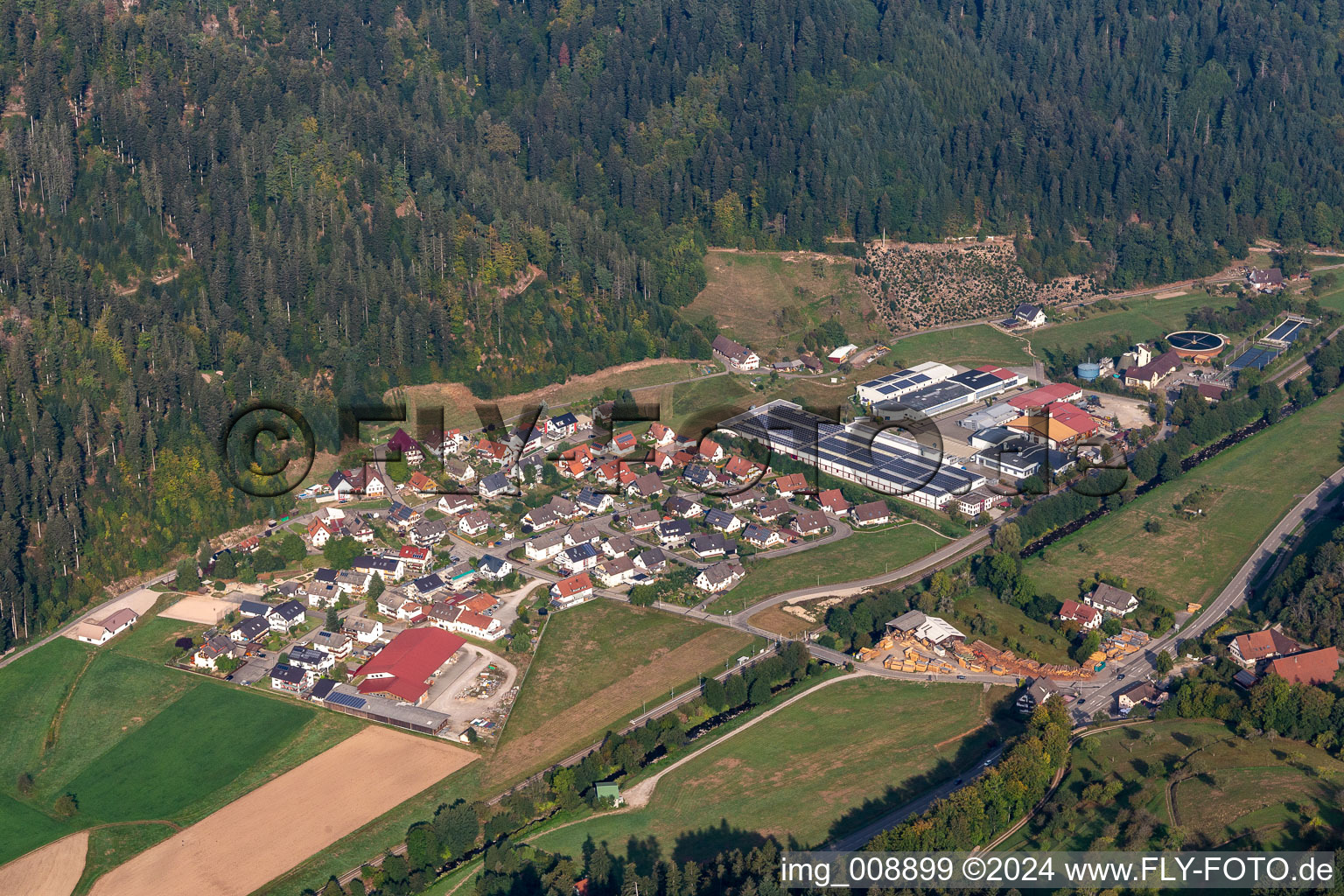 Aerial view of Hoefle in Oppenau in the state Baden-Wuerttemberg, Germany