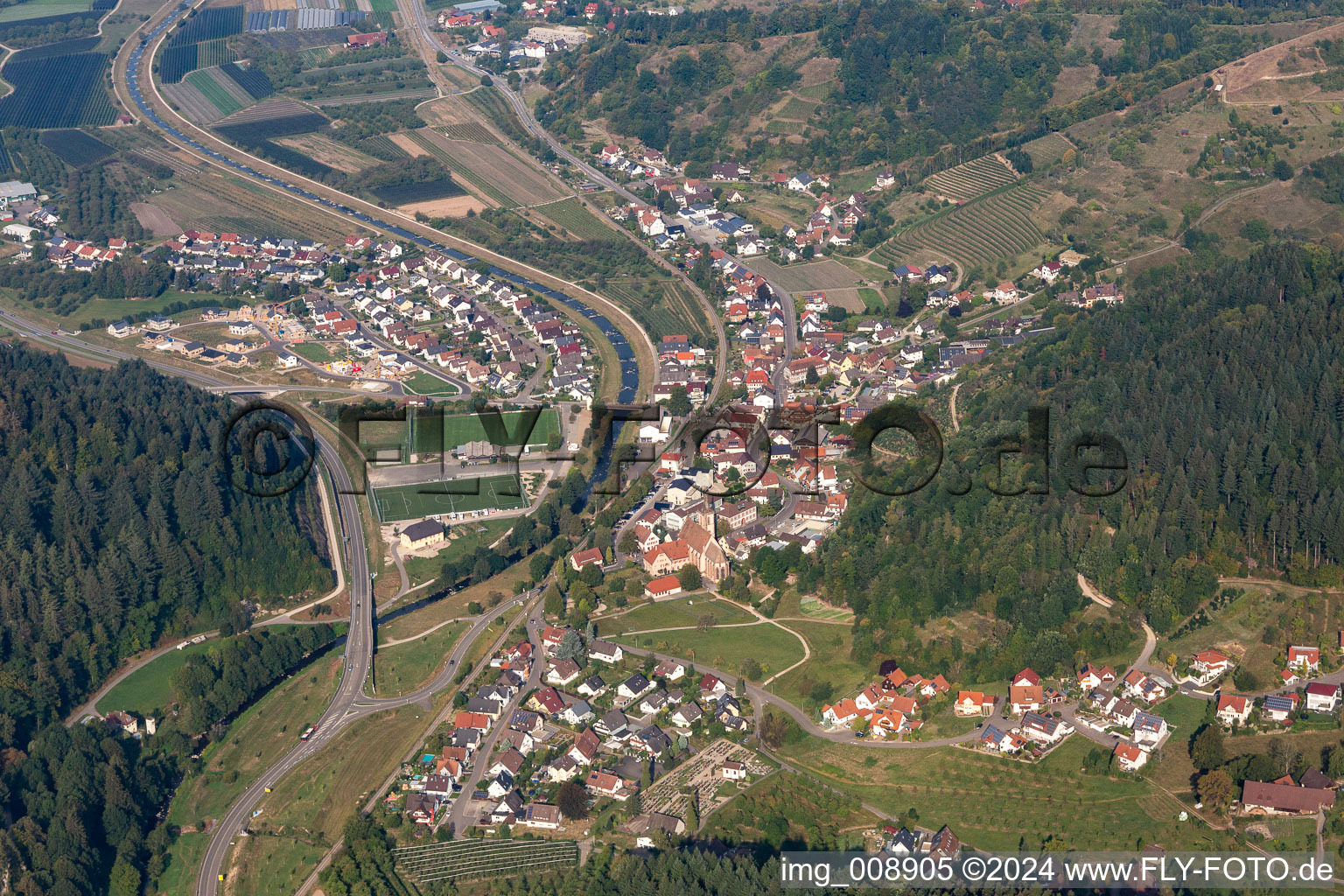 Aerial view of Lautenbach in the state Baden-Wuerttemberg, Germany