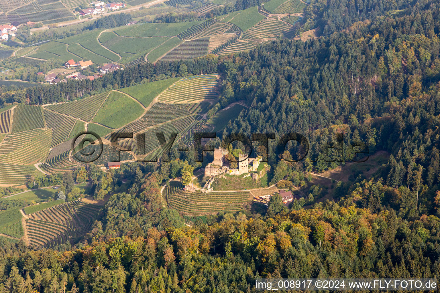 Ruins and vestiges of the former fortress Schauenburg in Oberkirch in the state Baden-Wurttemberg, Germany