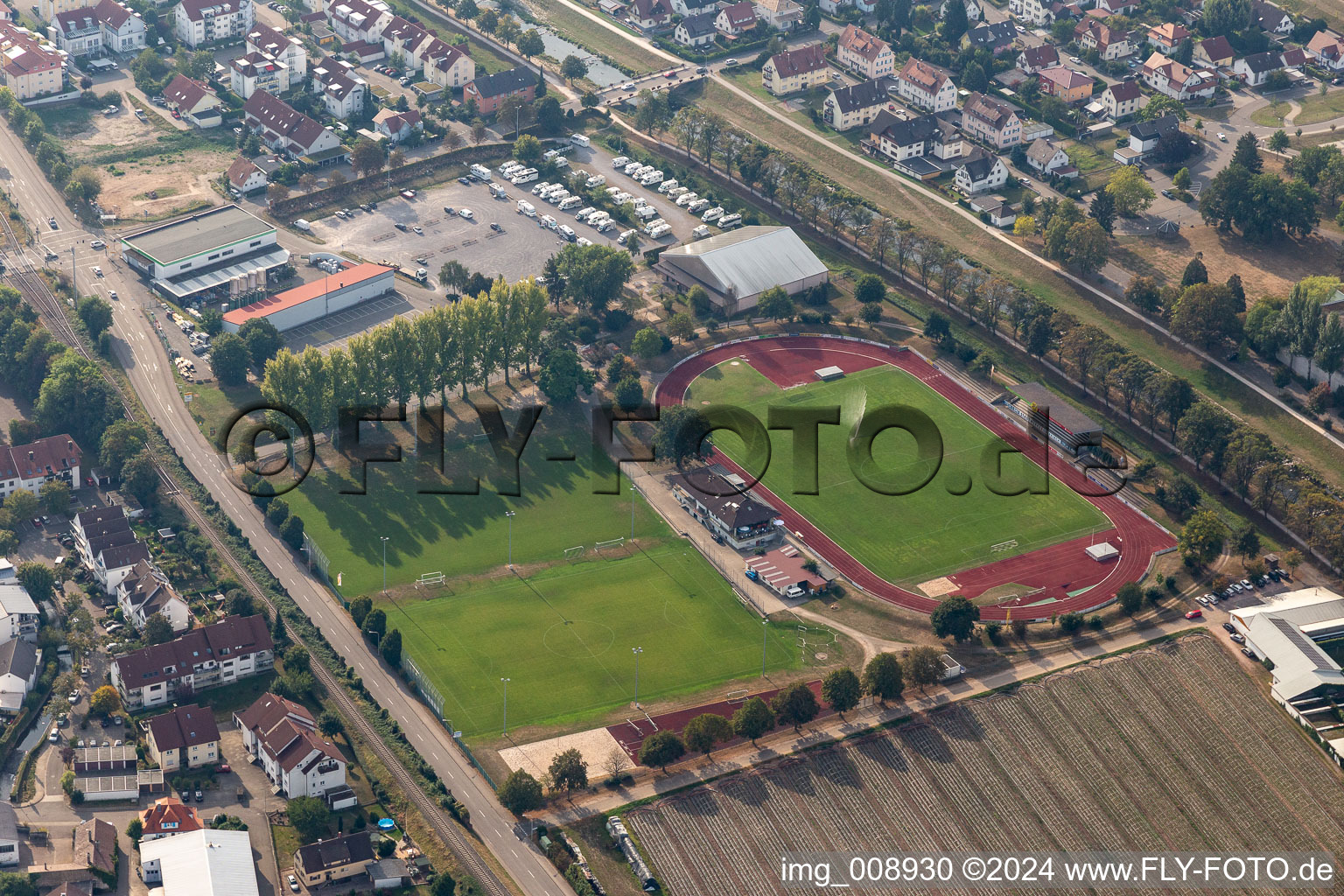 Football stadium Renchtalstadion in Oberkirch in the state Baden-Wuerttemberg, Germany