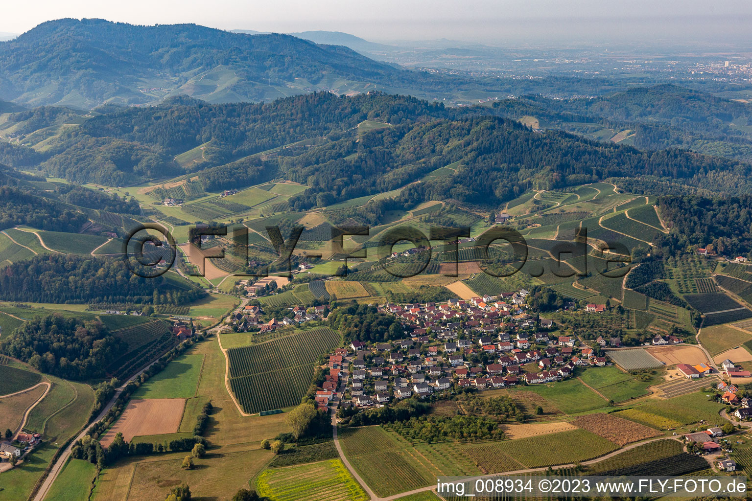 Aerial view of District Bottenau in Oberkirch in the state Baden-Wuerttemberg, Germany