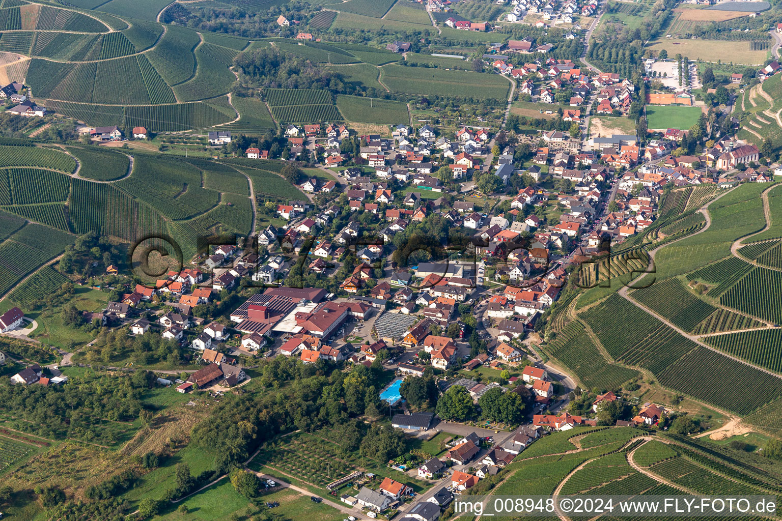 Aerial view of District Heimbach in Durbach in the state Baden-Wuerttemberg, Germany