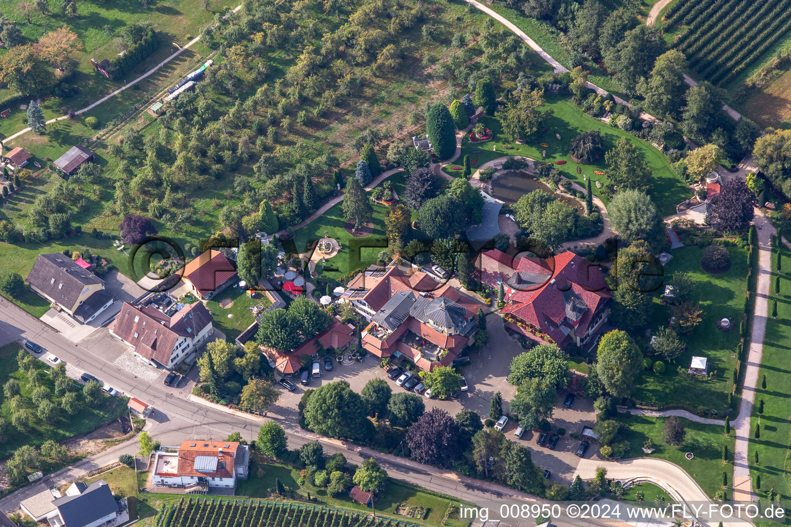 Complex of the hotel building Hotel Restaurant Rebstock Durbach in Durbach in the state Baden-Wuerttemberg, Germany