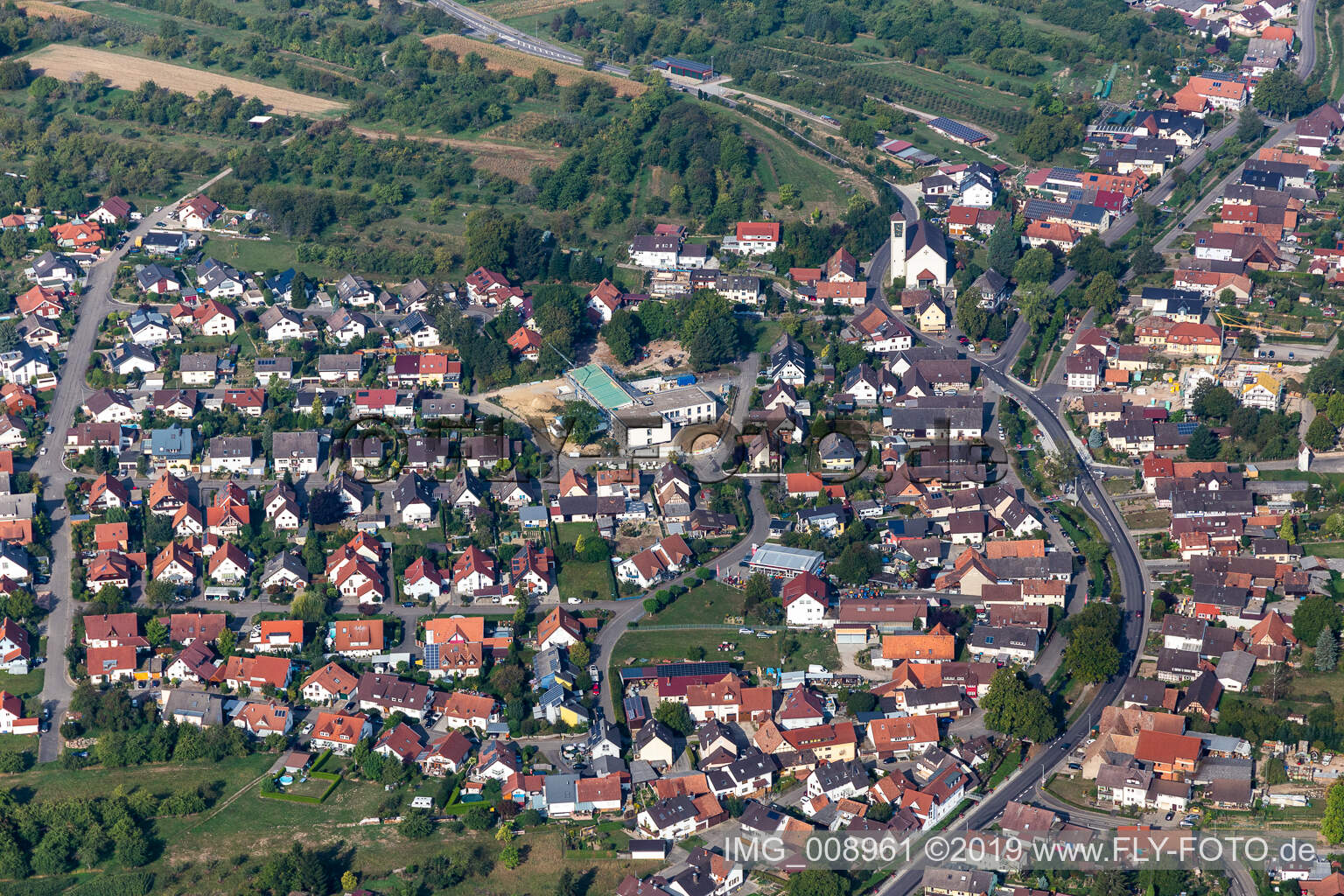 Aerial view of Ebersweier in the state Baden-Wuerttemberg, Germany