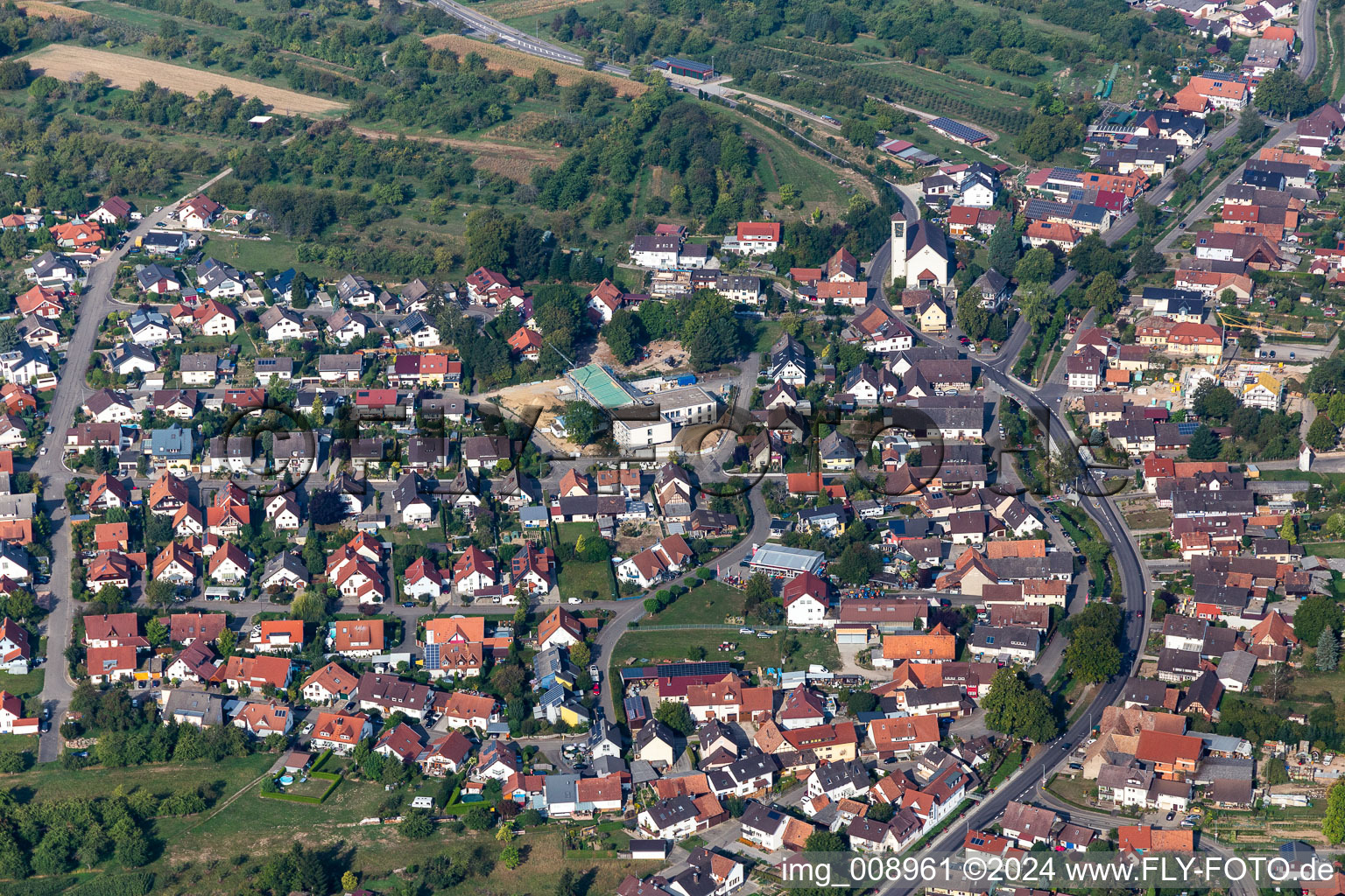 Aerial view of District Ebersweier in Durbach in the state Baden-Wuerttemberg, Germany