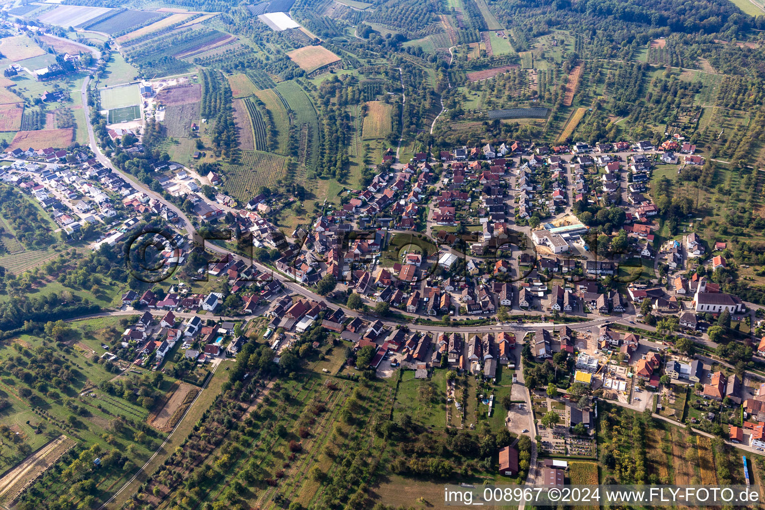 Aerial photograpy of District Ebersweier in Durbach in the state Baden-Wuerttemberg, Germany